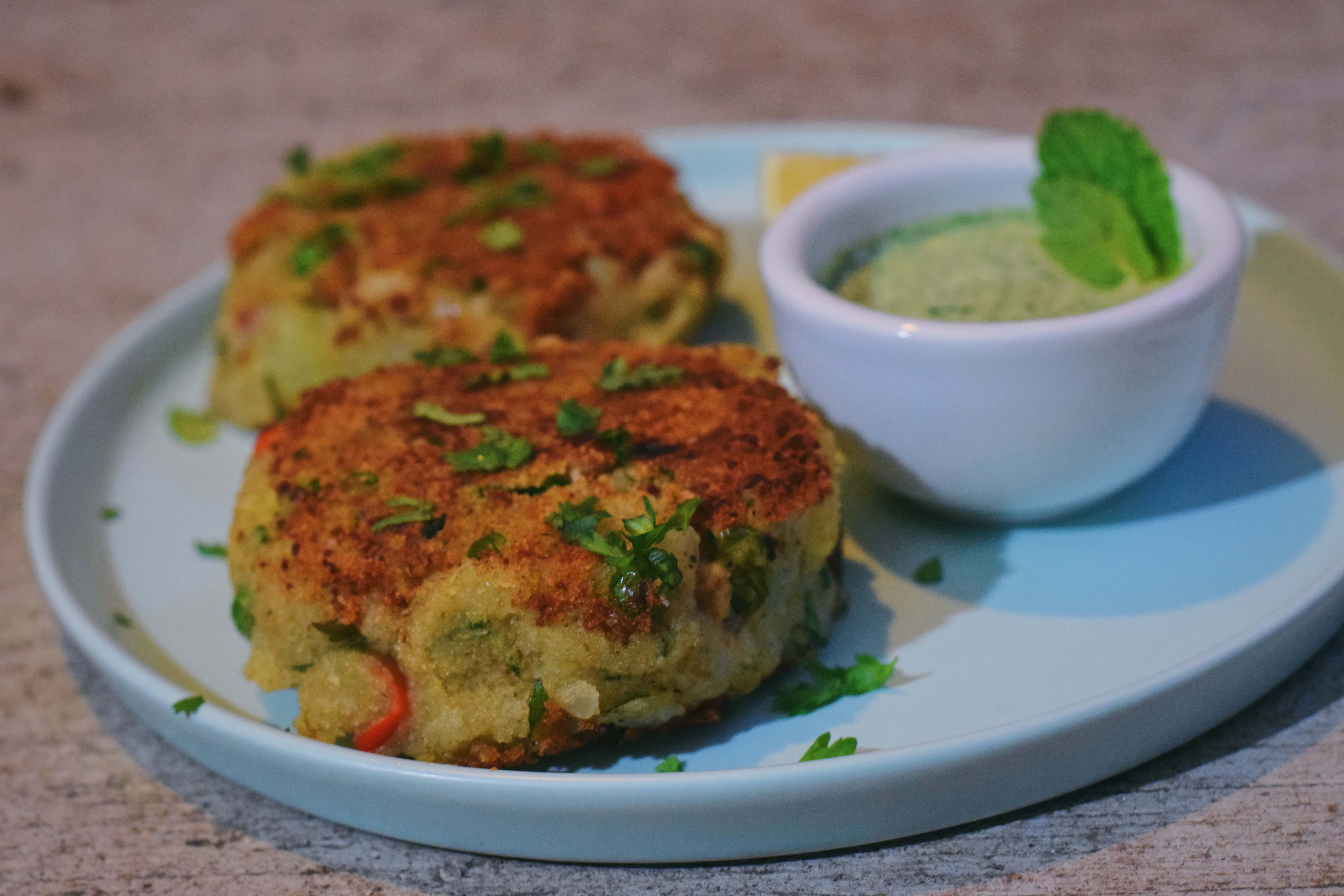 Aloo Tikki with Mint Chutney
