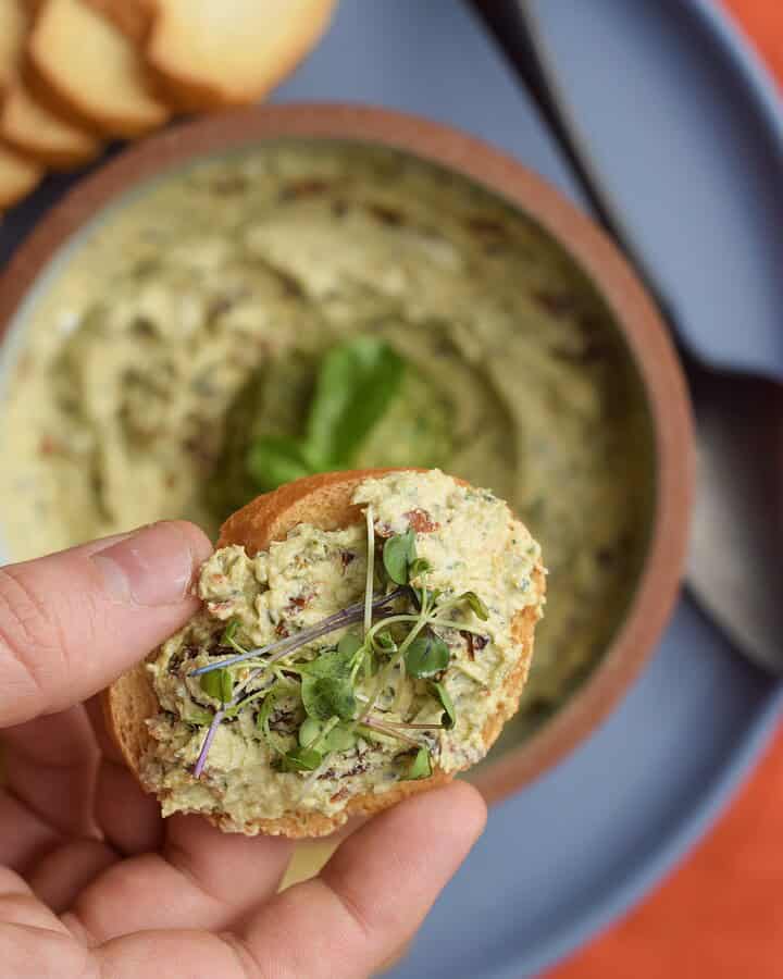 Pesto and Sundried Tomato Goat Cheese Dip