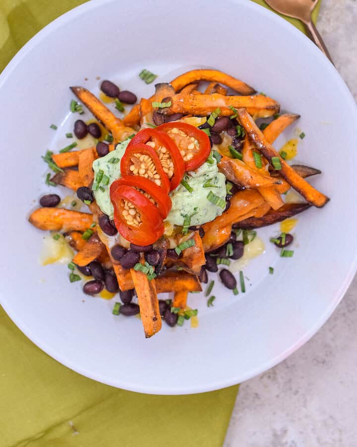 Healthy Loaded Sweet Potato Fries