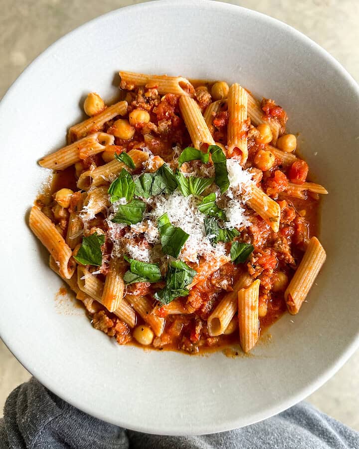 Italian Sausage and Garbanzo Bean Pasta